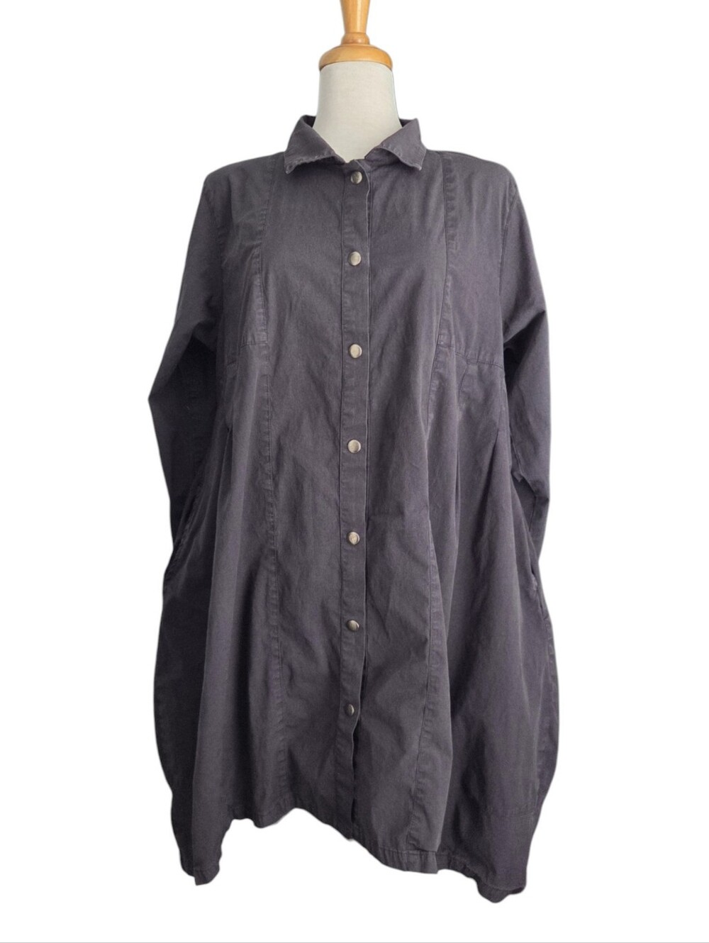 Eleven Stitch Design Gray Oversized Shirt Dress Duster Women's L Lagenlook